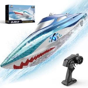 High Speed RC Boat 20+ MPH LED Lights Shark Design for Lakes & Pools - Picture 1 of 9
