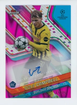 Tarjeta de novato autografiada por Cole Campbell Topps Finest Pink Lava 2024-25 65/75 Foto 1 de 3