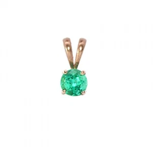 Colombian Emerald Round 5mm, 0.46 Carat Pendant In 14k Rose Gold (51794) - Picture 1 of 4