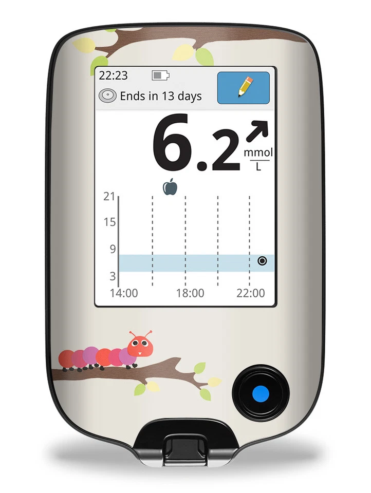 Aufkleber Sticker für FreeStyle Libre 2 & 3 Lesegerät Raupe myDili Diabetes