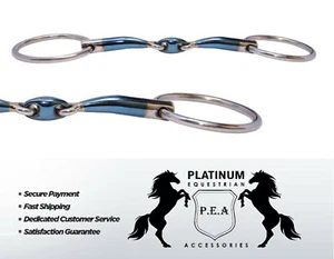 Blue Sweet Iron Horse Snaffle Bit Loose Ring Lozenge Double Jointed All Sizes - Picture 1 of 2