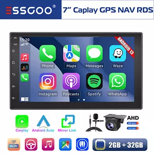 7" Android 13 Auto Carplay Stereo GPS NAV Radio Double 2 DIN 2+32GB + MIC Camera - Foto 1 di 13