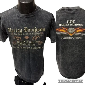 Camiseta Harley Davidson Stone Wash Worlds Favorite Motorcycle GOE Angleton Texas - Imagen 1 de 8