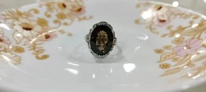 Natural Oval Shape Smoky Quartz & Cubic Zirconia 925 Sterling Silver Ring - Picture 1 of 10