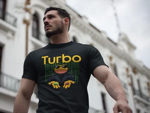 Turbo Meme Coin Matrix Style Crypto Currency T-Shirt - Picture 1 of 5