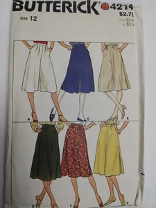 Skirt Culottes 12 Butterick 4214 Sewing Pattern UC FF VTG 80s Wide Leg Gaucho - Picture 1 of 6