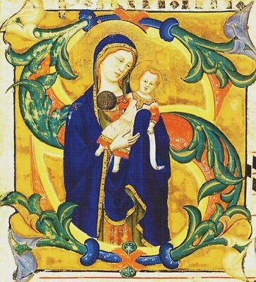 Illuminated Manuscript Madonna and Child Counted Cross Stitch Chart Pattern - Image 1 of 4