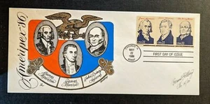 Presidents Madison Monroe Adams Goldberg Hand Painted Cover FDC 14 of 80 - Picture 1 of 2
