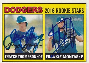 TRAYCE THOMPSON FRANKIE MONTAS SIGNED AUTO 2016 TOPPS HERITAGE CARD 163 DODGERS - Picture 1 of 3