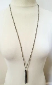 LOFT Perlenkette Silber Quaste Anhänger mit tschechischem Glas AB taupe funkelnde Perlen - Bild 1 von 4