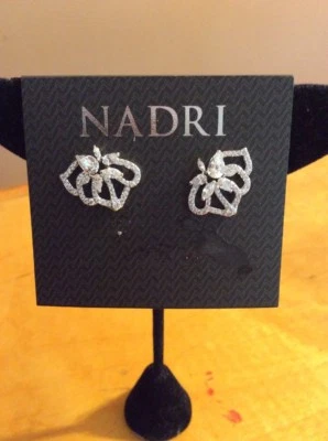 $60 Nadri silver tone corsage crystal petal earrings 278 - Image 1 of 4