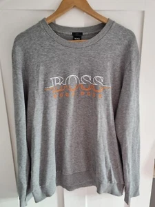 Hugo Boss Grey Slim Fit Logo Print Jumper Size XXL - Picture 1 of 8