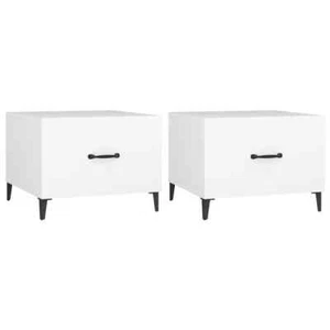 2pcs Coffee Table Set Metal Legs White Sofa Lounge Bed Side Storage Drawers - Picture 1 of 10