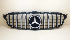 Fit 15-18 BENZ W205 Chrome + Matte Black Front GT-R Type Grille WO/ Camera Hole - Picture 1 of 8
