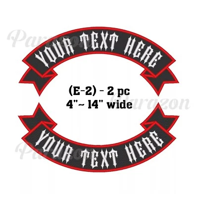 Custom Embroidered Top and Bottom Rocker Motorcycle Biker Sew on Patch (E-2) - Image 1 of 4