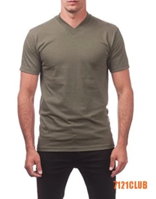 PRO CLUB MEN V NECK T SHIRT CAMO TEE PROCLUB PLAIN SHORT SLEEVE BIG & TALL S-7XL - Image 1 of 2