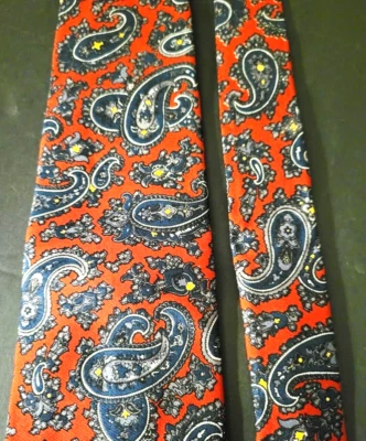 Corbata de caña Nordstrom Ferrell roja azul cachemira 100 % seda Inglaterra de colección 57" Foto 1 de 4