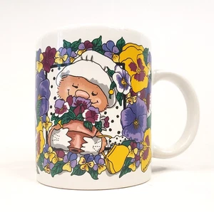 Taza vintage Suzy's Zoo "Un pensamiento para tus pensamientos" flores púrpuras 1994 - Imagen 1 de 10