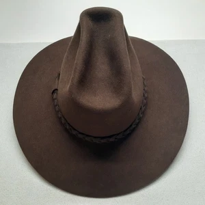 Vintage Beaver Hats Hat Cowboy Fitted Mens 6 5-8 Brown 100X Fur Western 70s - Picture 1 of 17
