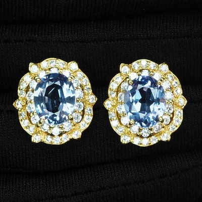 Pendientes de plata de ley 925 de oro de 24 quilates cambio de color alejandrita 7,70 quilates hechos a mano Foto 1 de 4