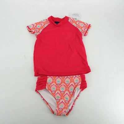 Conjunto de bikini estampado y protector contra erupciones rosa UPF 50+ para niñas talla 4 nuevo con etiquetas $40 Foto 1 de 4