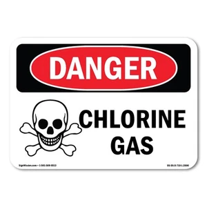Chlorine Gas ANSI OSHA ANSI Danger Sign Metal Plastic Decal - Picture 1 of 5