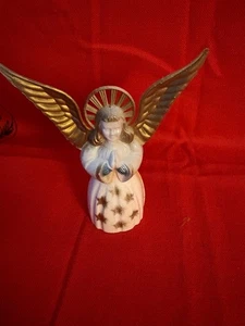 Vintage Weihnachten Bradford Engel 50er Jahre Hartplastik 4 in Weiß & Goldrand - Bild 1 von 5
