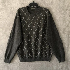 Maglione uomo Lyle and Scott misto seta cashmere extra large grigio scollo a V così morbido - Foto 1 di 10