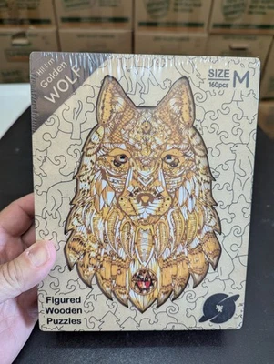 LOBO DORADO + CAMALEÓN DORADO Rompecabezas de madera con figuras Talla M 160 piezas SELLADO RARO Foto 1 de 4