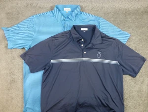 LOT OF 2 Peter Millar Summer Comfort Polo Shirts Mens XL Blue Stripe Aussie LOGO - Picture 1 of 10