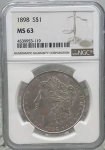1898 Morgan Silver Dollar - NGC MS63 - Brilliant Luster & Sharp Strike - Bild 1 von 8