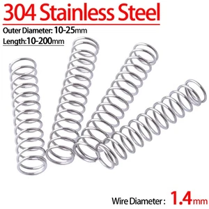 304 Stainless Steel Wire Dia 1.4mm Compression Pressure Spring OD 10-25mm Spring - Picture 1 of 18