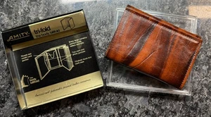 NOS Vintage 1960s Amity Men’s Brown 100% Leather Trifold Body Billfold Wallet - Picture 1 of 7