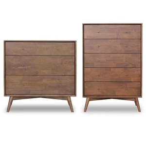 Home Square 2 Piece Set with 3 Drawer Dresser and 5 Drawer Chest in Walnut - Picture 1 of 10