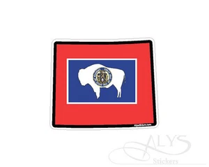 Wyoming State Map Flag Decals & Stickers - Picture 1 of 2