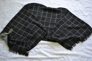 Canali Windowpane Wool Blend Scarf Black/Gray  Brand new - Picture 1 of 3