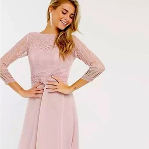 Chi Chi Tatumm lace detail midi dress in mink. Size UK 14. Size US 10 Brand New - Picture 1 of 9