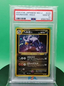 PSA 10 Houndoom 229 Neo 2 Discovery Holo Rara 2000 Tarjeta de Pokémon Japonesa JCC - Imagen 1 de 3