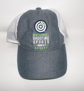 National Shooting Sports Hat Month August Embroidered Logo Blue with White Mesh - Picture 1 of 6