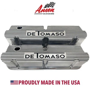 Ford De Tomaso (Text Logo) SBF Pentroof Polished Tall Valve Covers - Ansen USA - Picture 1 of 7