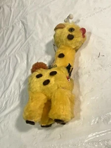 Vtg 5" Plush Yellow & Brown Spotted Giraffe Holiday Christmas Ornament - Picture 1 of 6