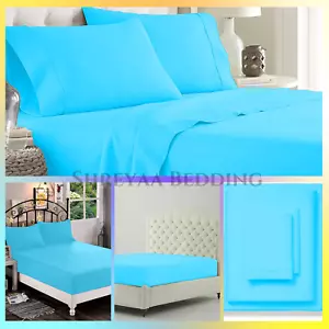 1000TC OR 1200TC Ultimate Deep Wall Sheets Collection AU Sizes Aqua Blue Solid - Foto 1 di 21