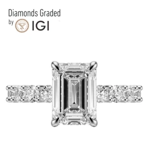 IGI 4.00 CT F VS1 Emerald Cut Lab Grown Diamond Engagement Ring Platinum 900 - Picture 1 of 9