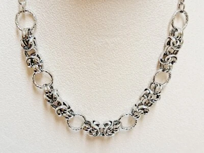 Italian Sterling Silver Adjustable Byzantine Cluster Necklace 20.5 Grams Foto 1 de 4