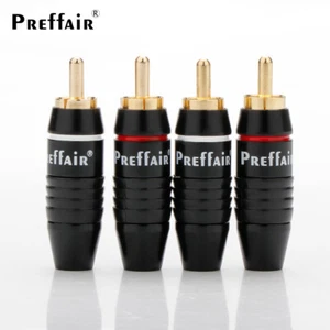 4PCS HiFi RCA Plug Brass Gold Plated Audio Connectors Signal Cable Adapters Lot - Picture 1 of 18