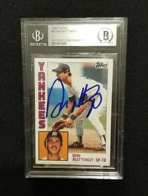 New York Yankees Don Mattingly Signed Rookie Card Beckett 2  RC - Image 1 of 4