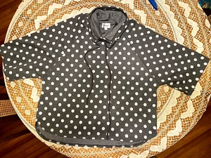 Women'sArianna-Howard Gray/White PolkaDot Oversized Shirt w/Cowl Collar,3/4 Sle. - Picture 1 of 14