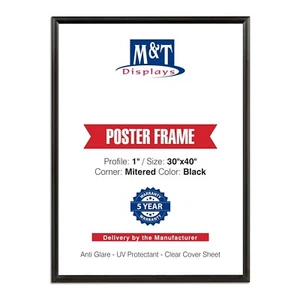 Marco de fotos de póster a presión de aluminio carga frontal 30x40 pulgadas negro o plateado - Imagen 1 de 24