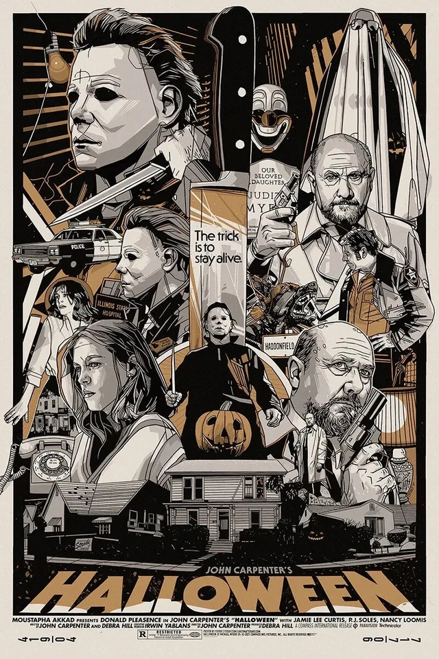 Tyler Stout HALLOWEEN John Carpenter cinema terror artista edição serigrafia - Imagem 1 de 1
