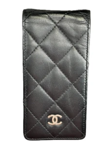 CHANEL iPhone Flip Case SE/5/5S Black Caviar Leather - Picture 1 of 16